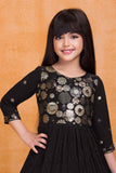 Classic Black Sequins Embroidered Ethnic Gown For Girls