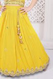 Yellow Embellished Lehenga Choli Set for Girls
