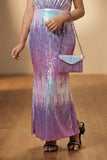 Lavender Sequin Ombre Party Wear Gown For Girls