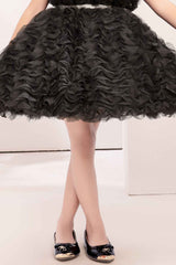 Black Frock With Ruffled Embellished For Girls