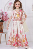 Cream Floral Sequins Embroidered Palazzo Set For Girls