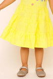 Elegant Yellow Hakoba And Embroidered Frock For Girls