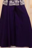 Royal Purple Embroidered Georgette Palazzo Set For Girls