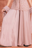 Girls Blush Pink Bead And Sequin Embellished Palazzo Set with Dupatta