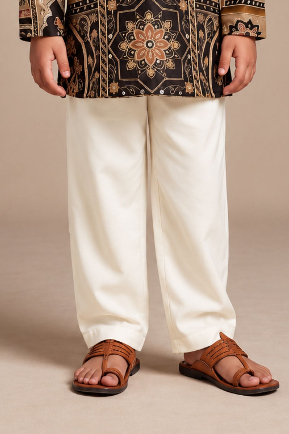 Boys Regal Black Traditional  Printed Kurta Set