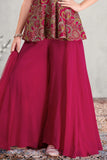 Rani Pink Peplum Embroidered Palazzo Set for Girls