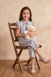 Blue Striped Lace Detail Co-Ord Set