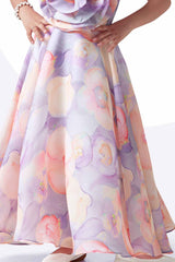 Trendy Purple Floral Embellished And Printed Gown For Girls