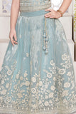 Sky Blue Heavy Embroidered Lehenga Choli For Girls