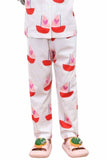 Soft & Stylish White & Red Boat Printed Night Suit Set for Girls