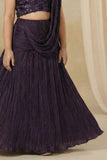 Plum Purple Sequinned Lehenga Choli Set With Dupatta For Girls