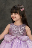 Lavender Sparkle Embellished Party Frock For Girls
