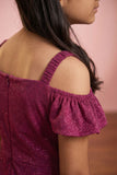 Pink Glitter Cold-Shoulder Mermaid Gown with Matching Arm Sleeves For Girls