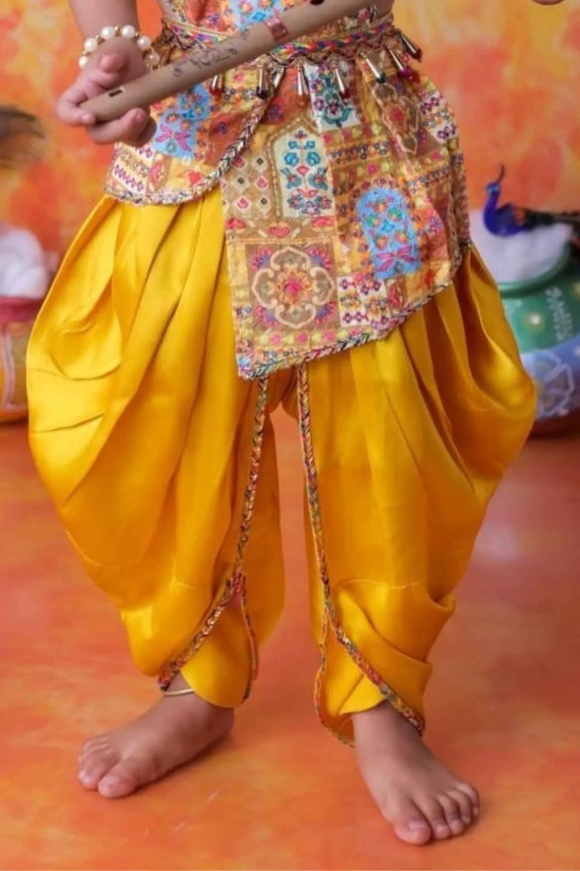 Multicolor Printed Krishna Janmashtami Costume Set  For Boys