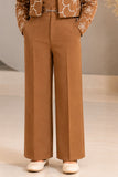 Mocha Embroidered Co-ord Set with Cropped Jacket For Girls