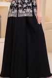 Black Silver Embroidered Georgette Palazzo Set For Girls