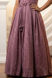 Mauve Shimmer Party Wear Gown with 3D Floral Appliqué For Girls