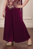 Wine Embroidered Palazzo Set For Girls