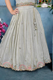 Silver Grey Embroidered Lehenga Choli For Girls