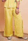 Yellow Floral Embroidered Palazzo Set For Girls