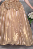 Copper Brown Floral Embellished With Sequins Gown For Girls