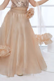 Golden Sequins Embroidered with 3D Floral Appliques Lehenga Set For Girls