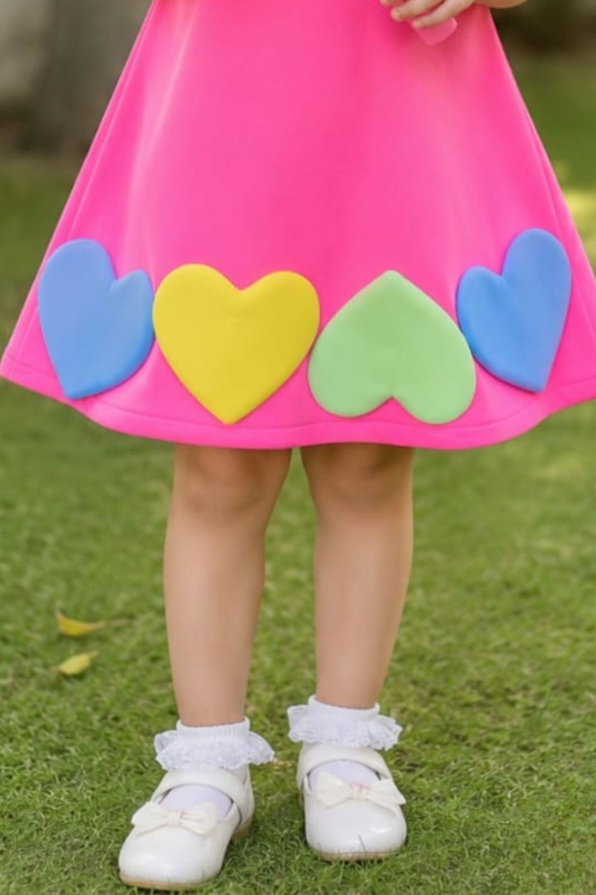 Girls Pink Heart Applique Party Frock