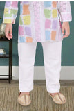 Pastel Patchwork Thread Embroidery Kurta Set – Festive Ethnic Wear For Boys