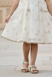 Cream Zari Embroidered Dress  For Girls