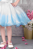 Blue And White Off-Shoulder Party Frock For Girls