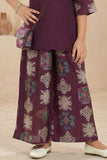 Wine Ethnic Printed Co-Ord Set For Girls