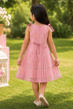 Girls Pink Sleeveless Dress with Pintuck Pleats
