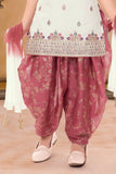 Cream and Rust Patiala Set With Sequins Embroidered Kurti And Dupatta For Girls