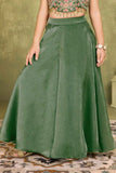 Designer Green Thread Embroidery For Palazzo Set For Girls