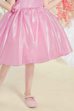 Pink Sleeveless Sequins Work And Floral Embellished Frock For Girls