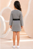 Grey Embroidered Top & Skirt Co-ord Set For Girls