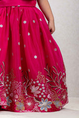 Pink Sequin And Embroidery Work Lehenga Choli For Girls