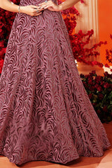 Elegant Wine Partywear Gown For Girls