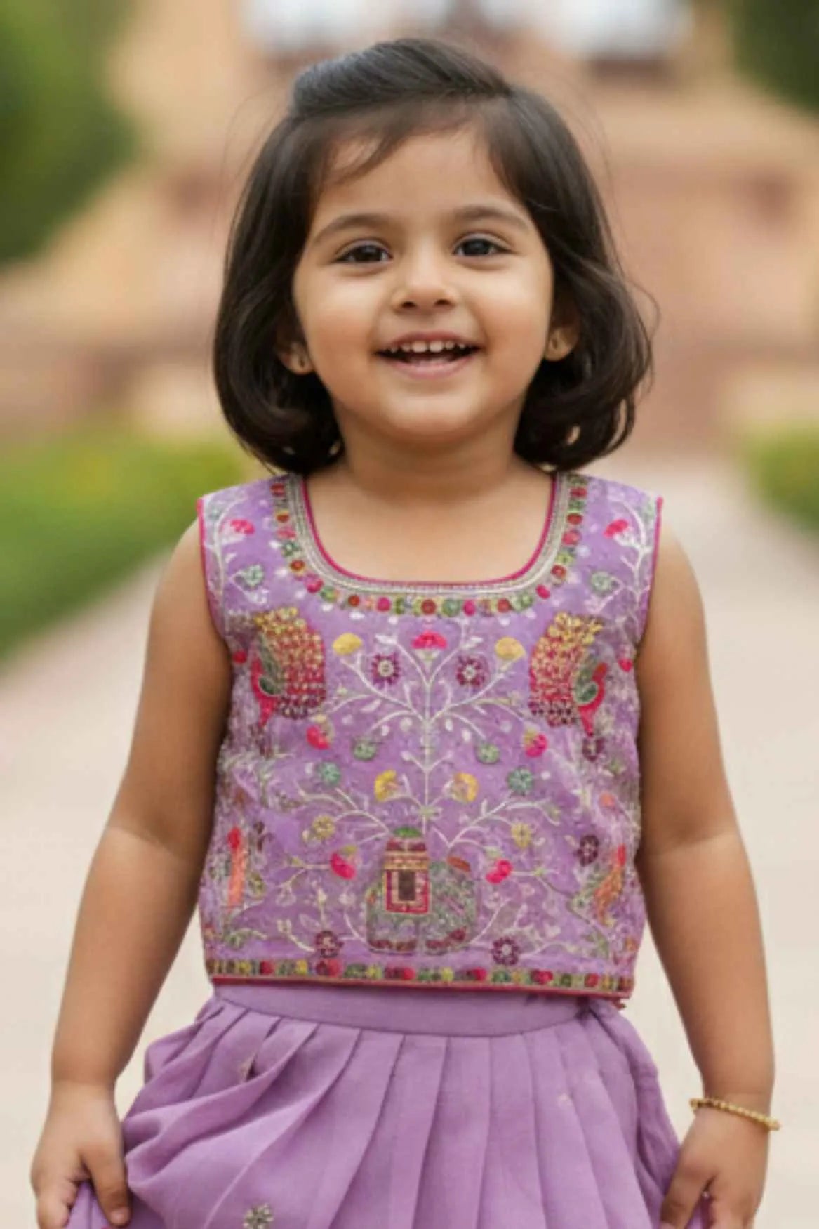 Lavender Royal Embroidered Lehenga Choli For Girls