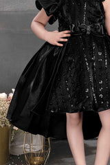 Designer Black Sequin And Bow Embellished For Girl