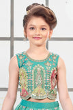 Rama Embroidered Lehenga Choli Set For Girls