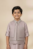Onion Pink Embroidered Kurta Pajama Set with Ethnic Jacket for Boys