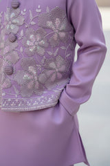 Lavender Sequins Embroidered Kurta Pyjama Set with Jacket For Boys