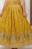Mustard Yellow Peacock Embroidered Lehenga Choli for Girls