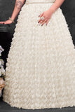 Girls White Off-Shoulder Sequined Party Wear Gown with Fringe And Textured Flared Skirt
