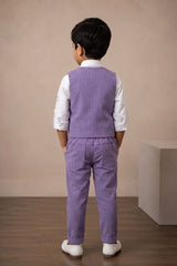 Boys  Lavender Waistcoat Suit Set with Bow Tie