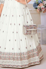 Cream Gown With Sequin And Embroidery Work For Girls