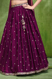 Premium Wine Embroidered Lehenga Choli with Dupatta For Girls