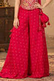 Rani Pink Embroidered Palazzo Set with Dupatta for Girls