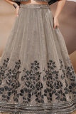 Midnight Black And Silver Floral Embroidered Lehenga Choli Set For Girls
